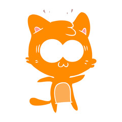 flat color style cartoon surprised cat