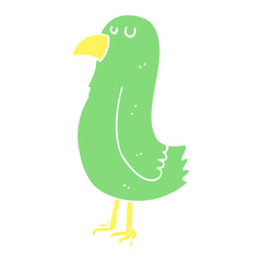 flat color illustration of a cartoon parrot