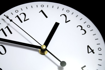 White clock on Black Background