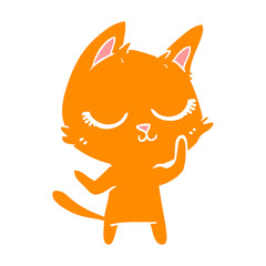 calm flat color style cartoon cat