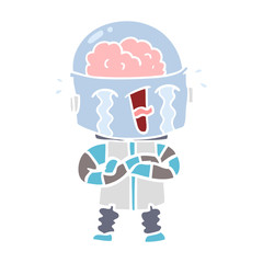 flat color style cartoon crying robot