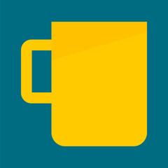 Yellow tea cup icon. Flat illustration of yellow tea cup vector icon for web design