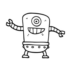 line drawing cartoon robot