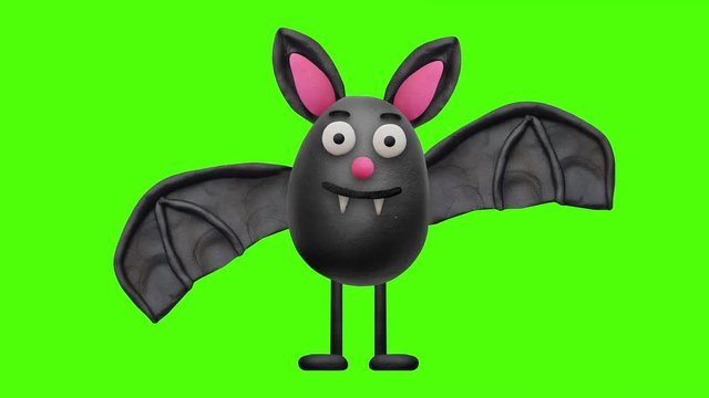 Winkende Halloween Fledermaus aus Knete – Animation mit Greenscreen