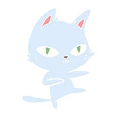 flat color style cartoon cat dancing