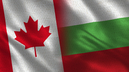 Canada and Bulgaria - 3D illustration Two Flag Together - Fabric Texture