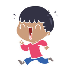 laughing flat color style cartoon man
