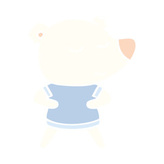 happy flat color style cartoon polar bear