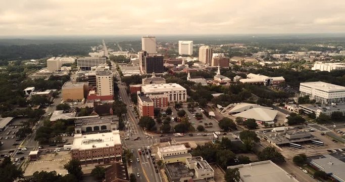 Aerial Perspective Over Downtown Tallahassee State Capitol of Florida