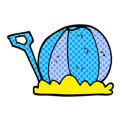 cartoon doodle beach ball and spade
