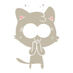 flat color style cartoon surprised cat