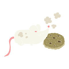 cute flat color illustration of a cartoon mouse and cookie