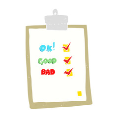 flat color illustration of a cartoon check list