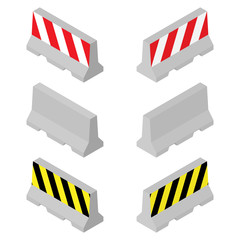 Concrete road barriers. Isometric 3D concept. Vector