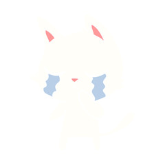 crying flat color style cartoon cat