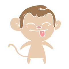 funny flat color style cartoon monkey