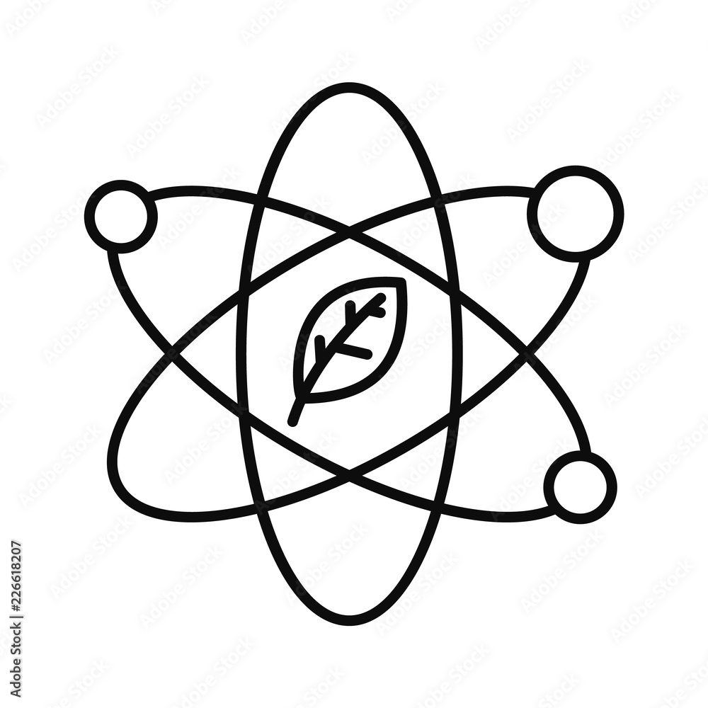 Poster leaf atom icon. outline illustration of leaf atom vector icon for web design isolated on white backg