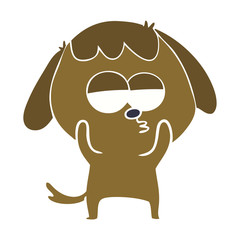 flat color style cartoon bored dog