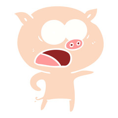 flat color style cartoon pig shouting