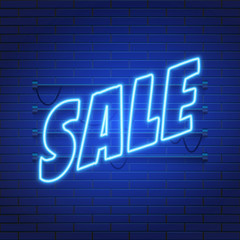 Retro sale neon sign. Las Vegas concept. Vector illustration.