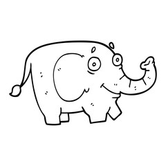 line drawing cartoon funny elephant