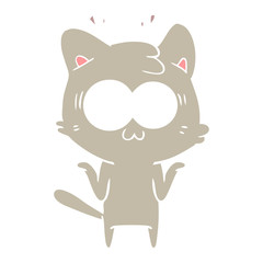 flat color style cartoon surprised cat