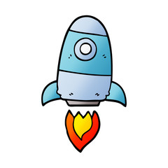 cartoon doodle space rocket