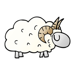 cartoon doodle sheep with horns