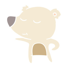 happy flat color style cartoon bear pointing