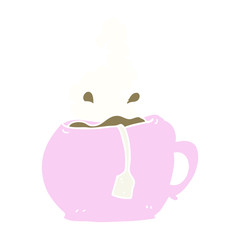 flat color illustration of a cartoon cup of tea