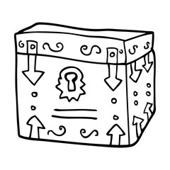 line drawing cartoon magical chest