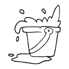line drawing cartoon bucket of water