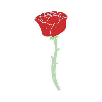 flat color illustration of a cartoon rose
