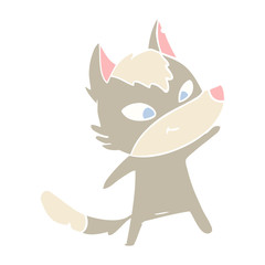 friendly flat color style cartoon wolf