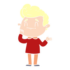 happy flat color style cartoon man
