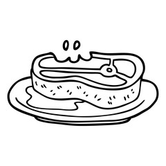 line drawing cartoon rare steak