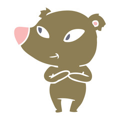 cute flat color style cartoon bear