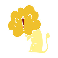 cute flat color style cartoon lion