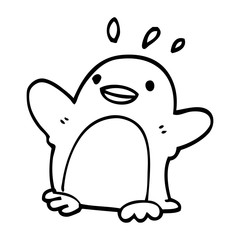 Obraz premium line drawing cartoon christmas penguin