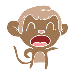 shouting flat color style cartoon monkey