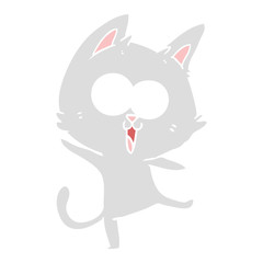 funny flat color style cartoon cat