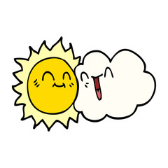 cartoon doodle happy sunshine and cloud