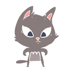 confused flat color style cartoon cat