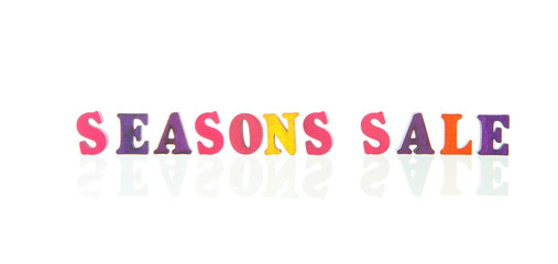 Seasons sale in wooden letters