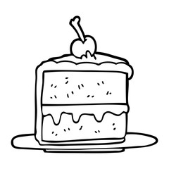 line drawing cartoon cake slice