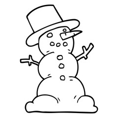 line drawing cartoon traditional snowman