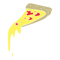 flat color illustration of a cartoon pizza slice