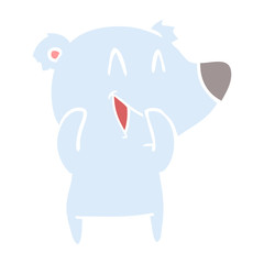 laughing bear flat color style cartoon
