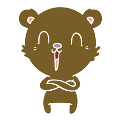 happy flat color style cartoon bear