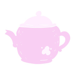 flat color illustration of a cartoon teapot